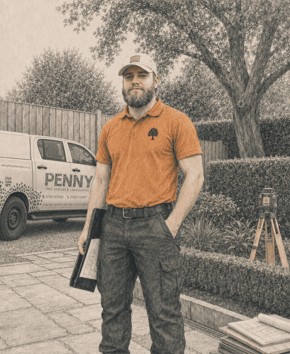 Bruce Penny working on site